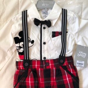 Disney Store baby christmas outfit plaid w Mickey